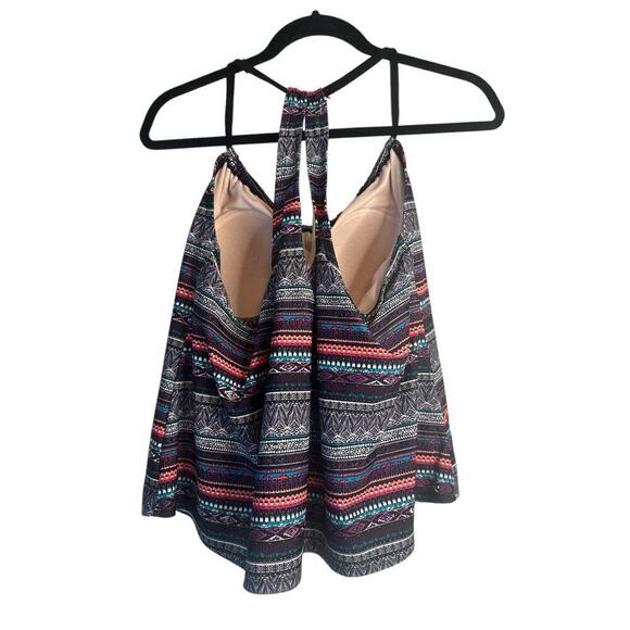 Kona Sol Women's Racerback Beach Boho Swimsuit Tankini Top Size 16W Multicolor - Picture 5 of 7